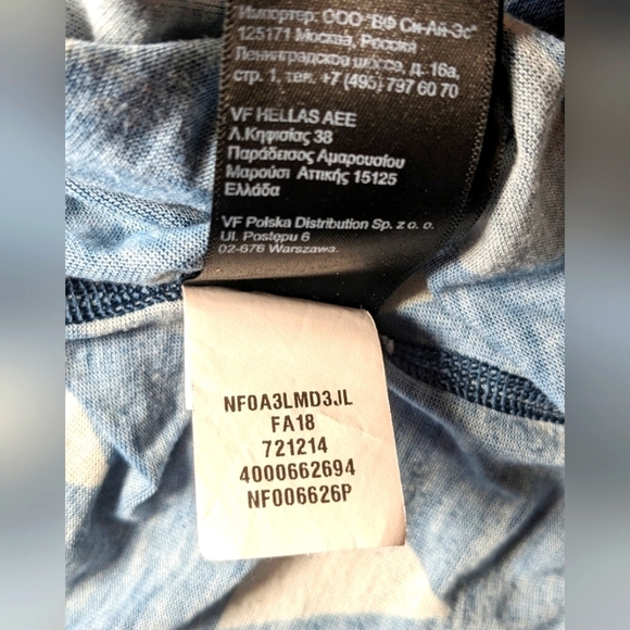 The North Face Geometric Design Woman's T-shirt Blue And White Size Large - Picture 8 of 10